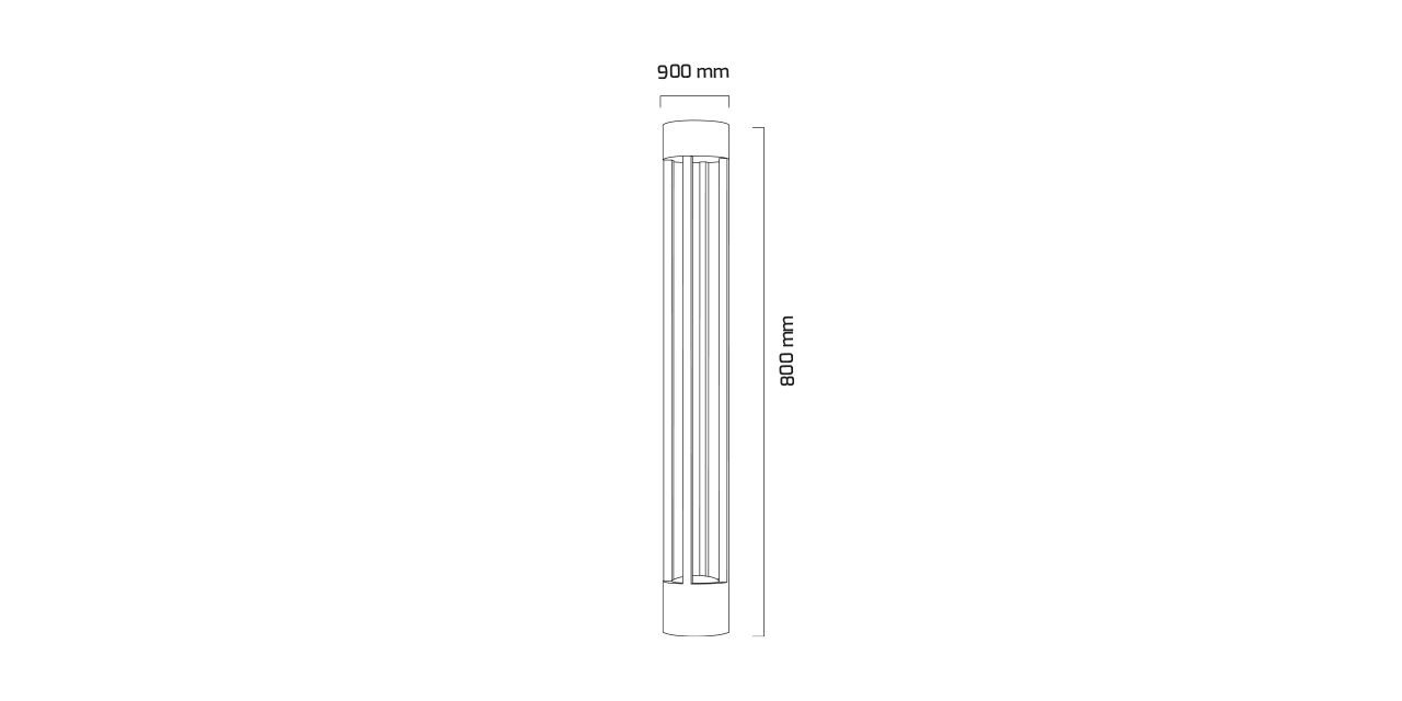 12W Outdoor LED Path Garden Luminaire Bollard 9x80 cm — Image 3