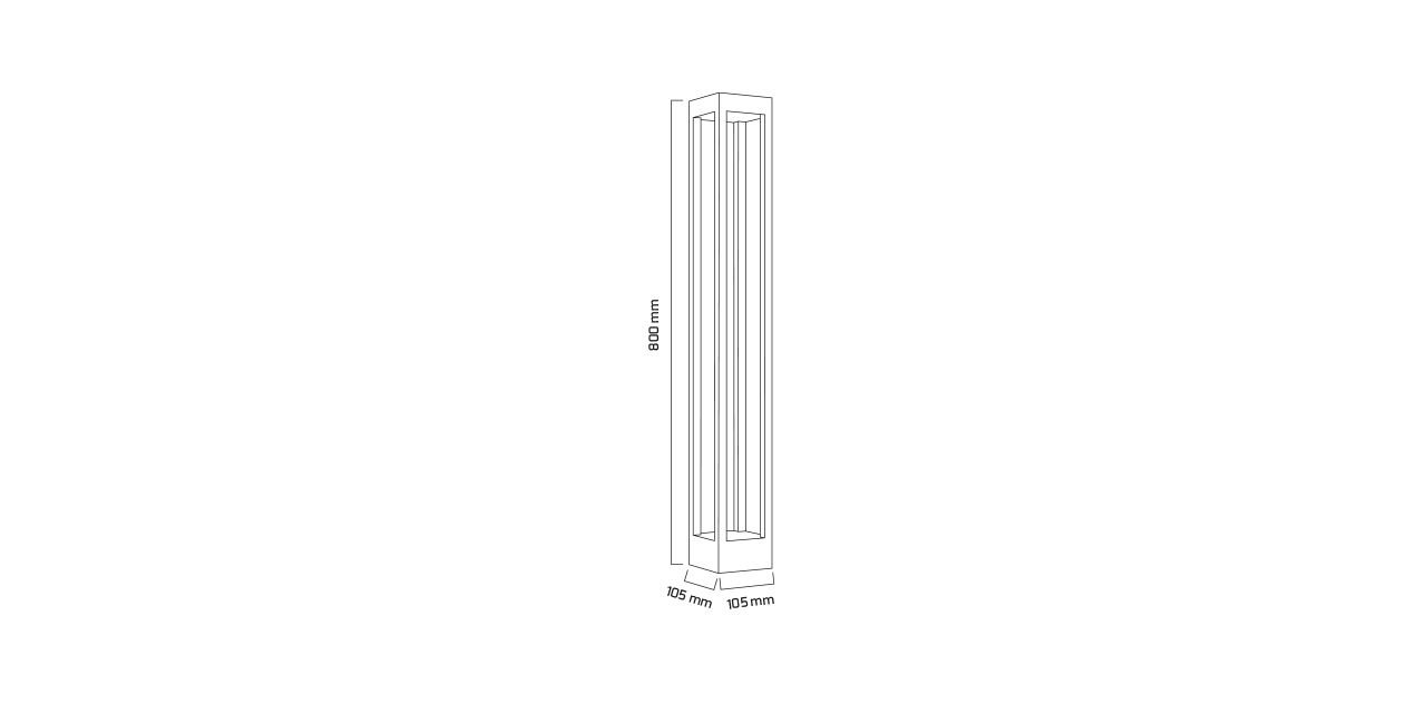 12W خارجي مكان LED ممر حديقة وحدة إنارة عمود منخفض 10,5x80x10,5 cm — صورة 2