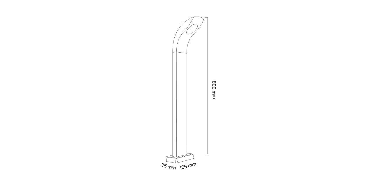 10W Dış Mekan LED Yol Bahçe Armatürü Bollard 16,5x80 cm 10W Dış Mekan LED Yol Bahçe Armatürü Bollard 16,5x80 cm