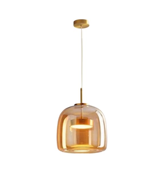 Bernstein Gold Glas Metall Pendelleuchte Kronleuchter Ø23 cm Bernstein Gold Glas Metall Pendelleuchte Kronleuchter Ø23 cm