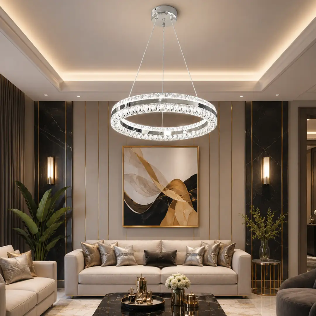 Hanzade Çift Yönlü Kumandalı 3 Renkli LED Avize 40 cm