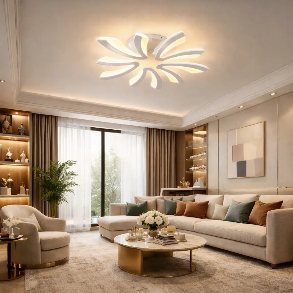 5-way 3-Colour LED Ceiling Light Chandelier Width 65 cm 5'li 3 Renkli LED Plafonyer Avize Genişlik 65 cm