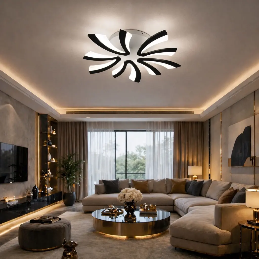 5'li 3 Renkli LED Plafonyer Avize Genişlik 65 cm — görsel 2