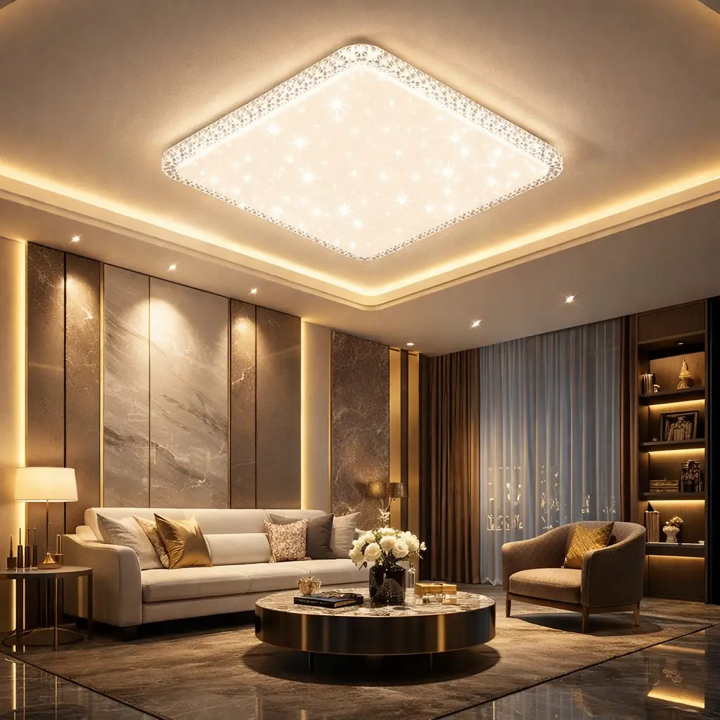 Bonita Kare Kumandalı 3 Renkli LED Plafonyer Avize 50 cm — görsel 2