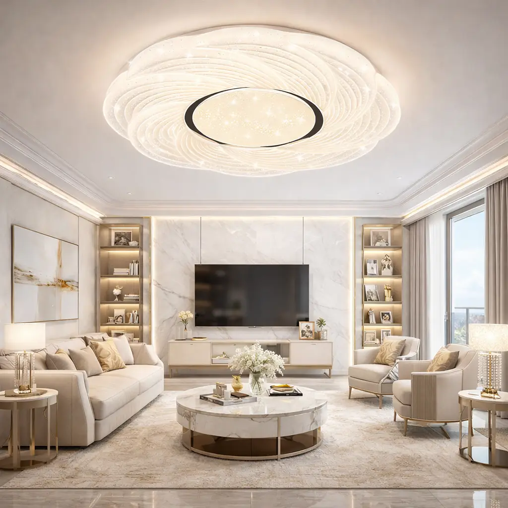 Saray Yuvarlak Kumandalı 3 Renkli LED Plafonyer Avize 60 cm — görsel 2