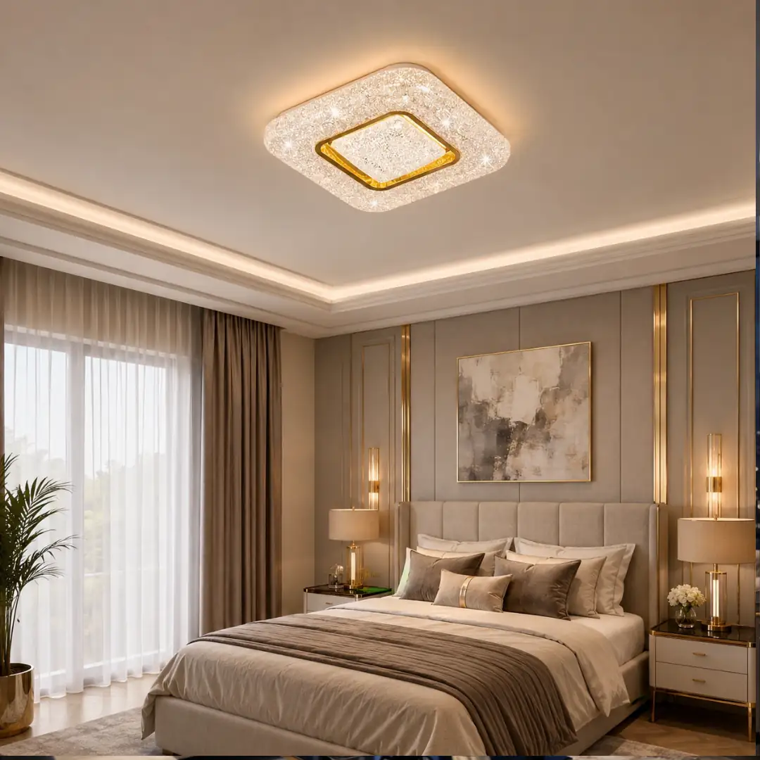 Hira mit Fernbedienung 3-Farben LED Deckenleuchte Kronleuchter 40 cm Hira Kumandalı 3 Renkli LED Plafonyer Avize 40 cm