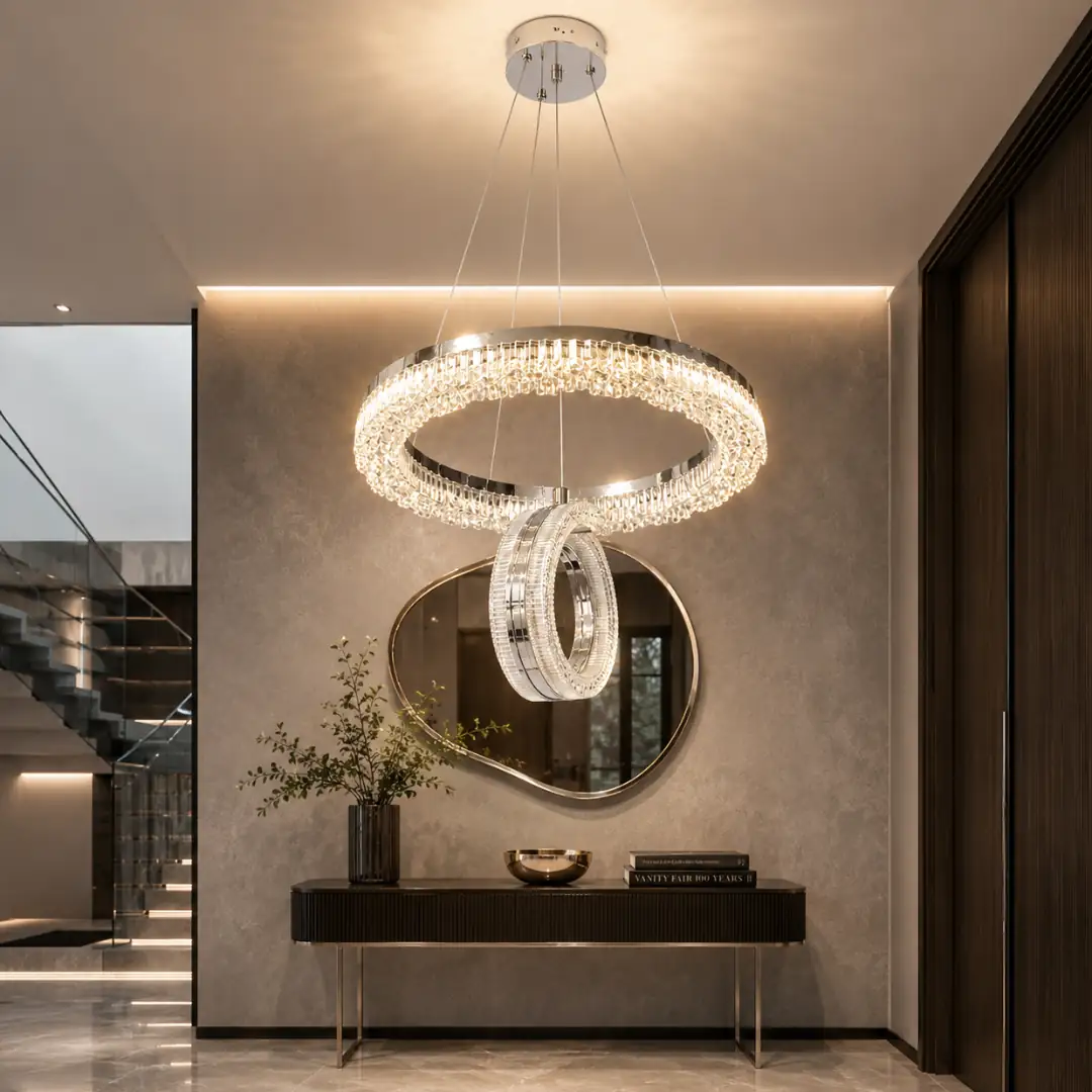 Chrom Zerafet 3-Farben LED Pendelleuchte Kronleuchter 30 cm Krom Zerafet 3 Renkli LED Sarkıt Avize 30 cm
