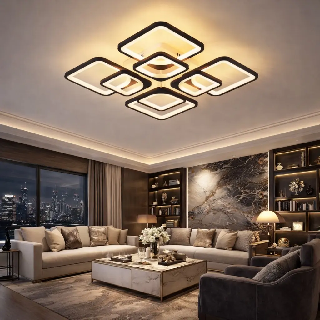 8'li Siyah 3 Renkli LED Plafonyer Avize — görsel 2