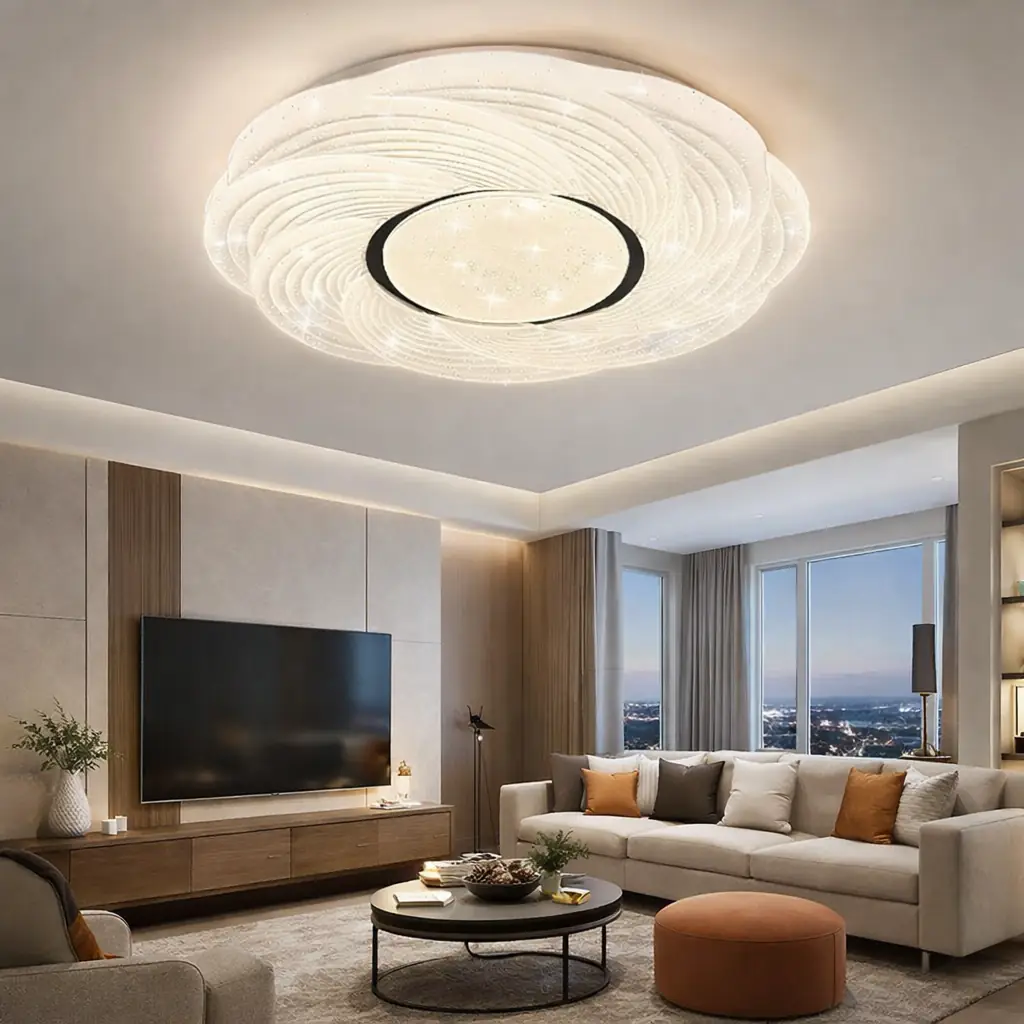 Saray Yuvarlak Kumandalı 3 Renkli LED Plafonyer Avize 50 cm — görsel 2