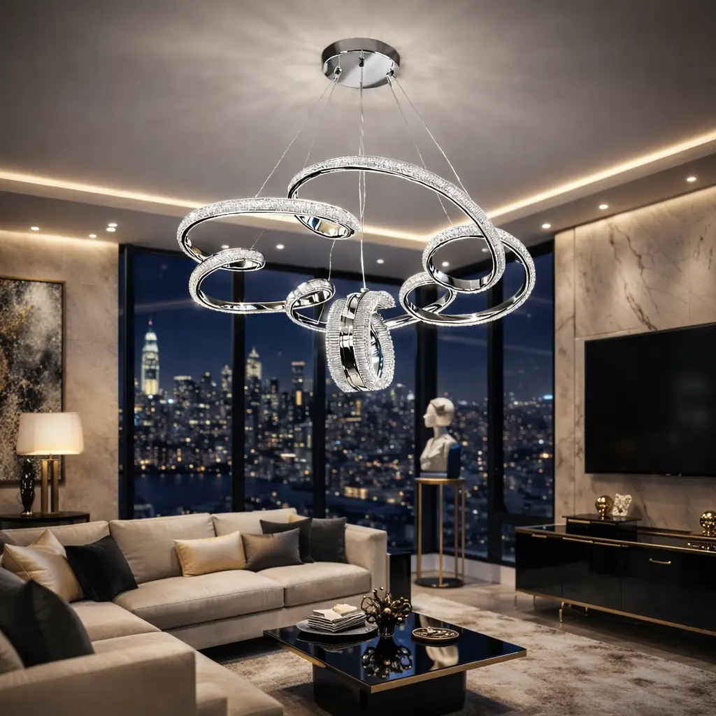 Gold Platin 3 Renkli LED Sarkıt Avize 50 cm — görsel 2