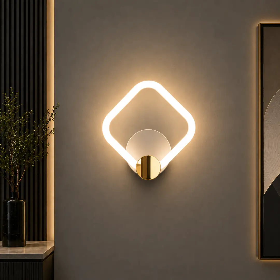 Beyaz Gold Pino Kare 3 Renkli LED Aplik