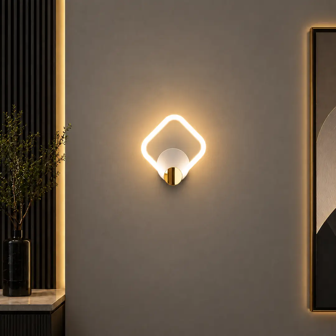 Beyaz Gold Pino Kare 3 Renkli LED Aplik