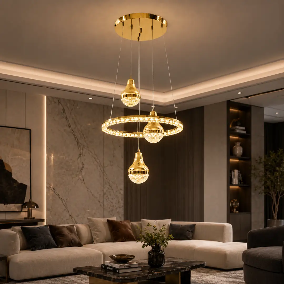 Gold Viola Kumandalı 3 Renkli LED Sarkıt Avize 40 cm Gold Viola Kumandalı 3 Renkli LED Sarkıt Avize 40 cm