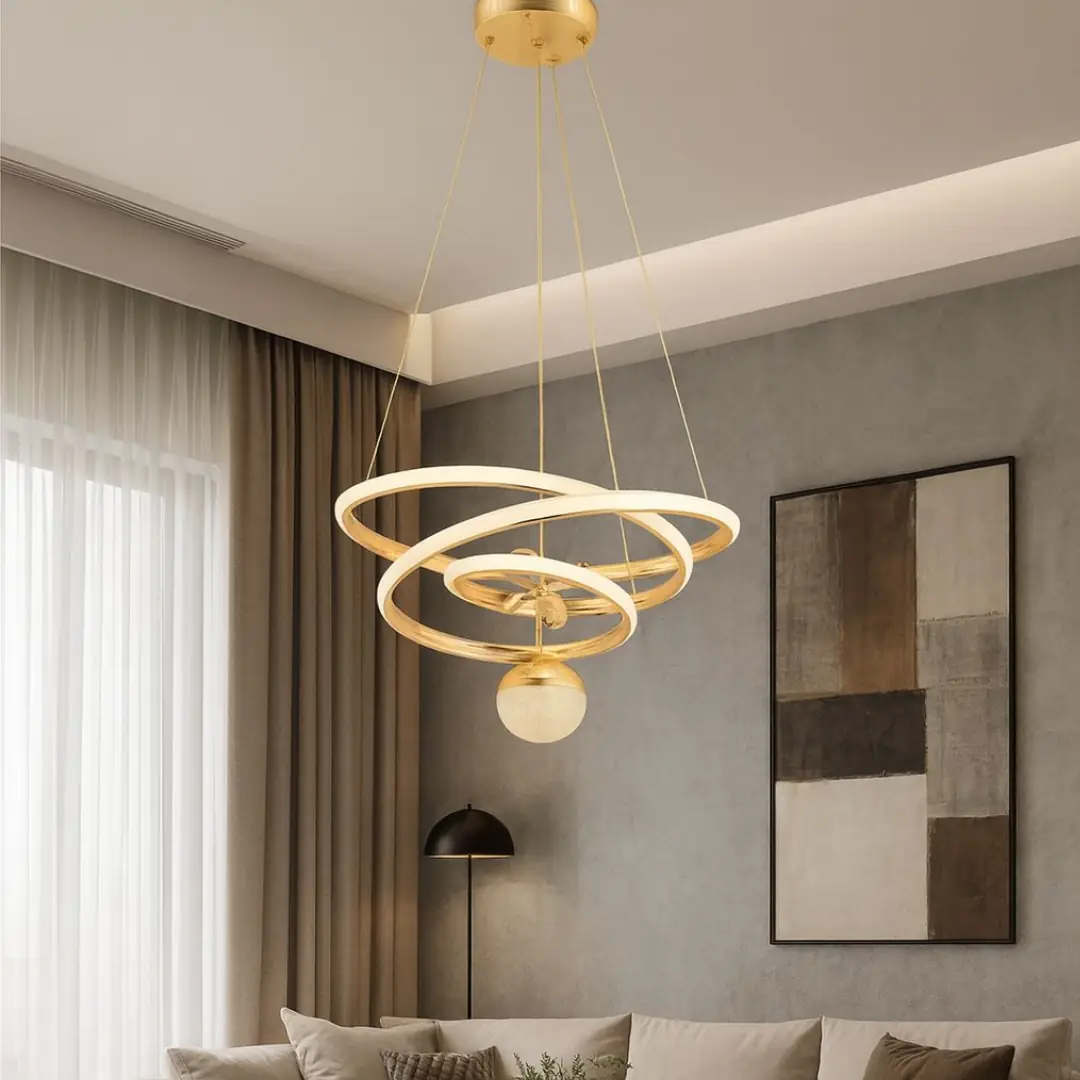 Gold Viyana 3-Colour LED Pendant Chandelier Gold Viyana 3 Renkli LED Sarkıt Avize