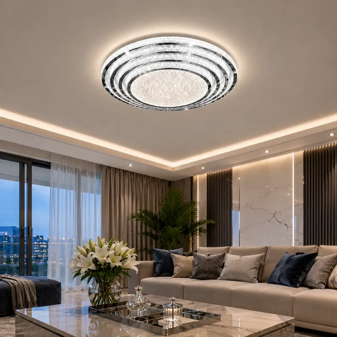Safir 4 Katlı Kumandalı 3 Renkli LED Plafonyer Avize 50 cm — görsel 2