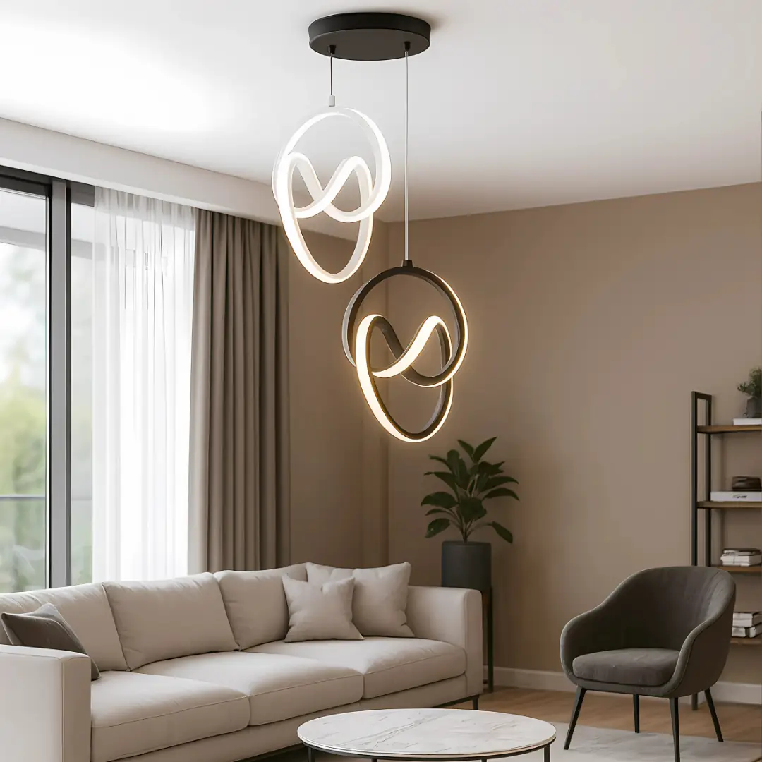 Blanco Negro Trend LED Colgante Lámpara de Araña Beyaz Siyah Trend LED Sarkıt Avize