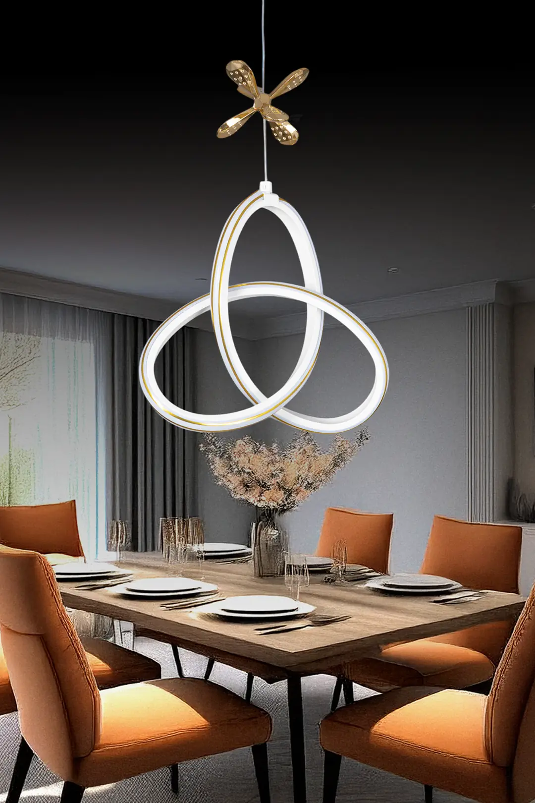 Yonca Remote Controlled 3-Colour LED Pendant Chandelier Yonca Kumandalı 3 Renkli LED Sarkıt Avize