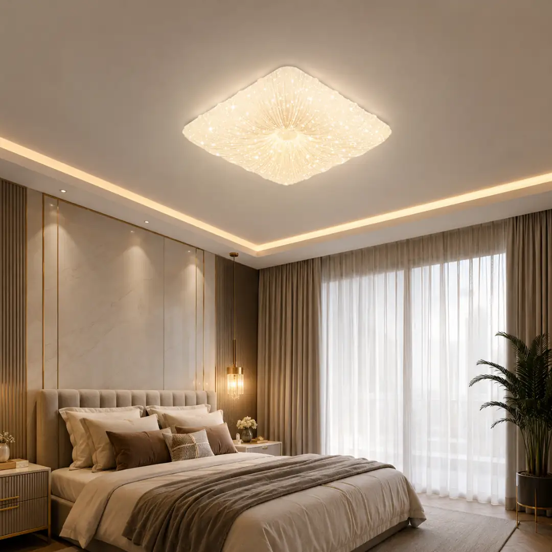 Majeste Quadratisch mit Fernbedienung 3-Farben LED Deckenleuchte Kronleuchter 40 cm Majeste Kare Kumandalı 3 Renkli LED Plafonyer Avize 40 cm