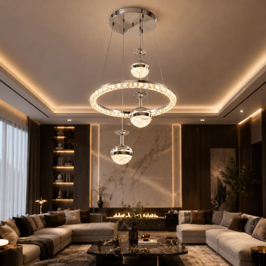 London Kumandalı 3 Renkli LED Sarkıt Avize 40 cm — görsel 2