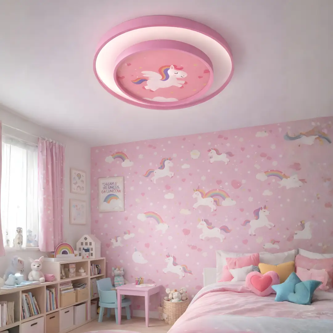 Unicorn 2 Katlı Kumandalı 3 Renkli Çocuk Odası LED Plafonyer Avize 50 cm — görsel 2
