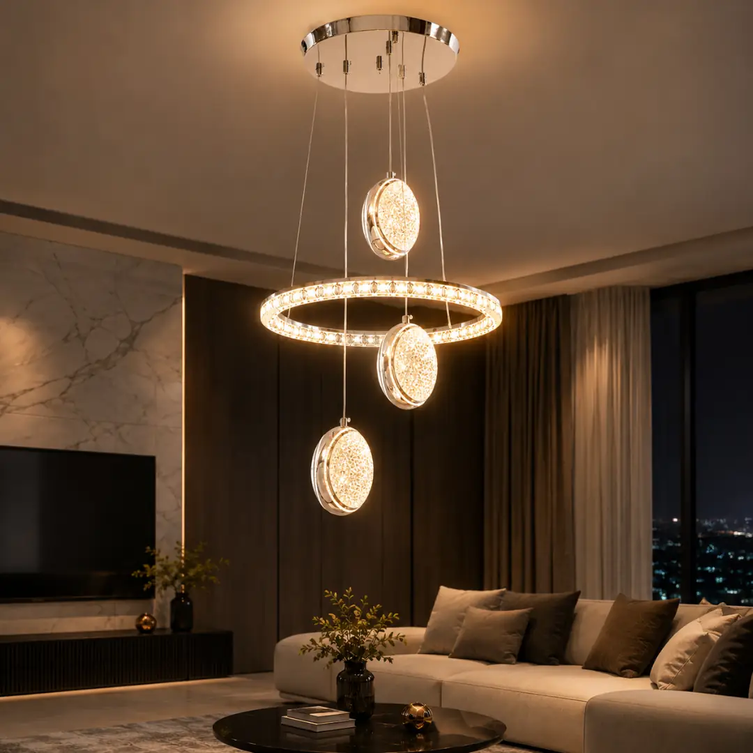 Optimus Kumandalı 3 Renkli LED Sarkıt Avize 40 cm — görsel 3
