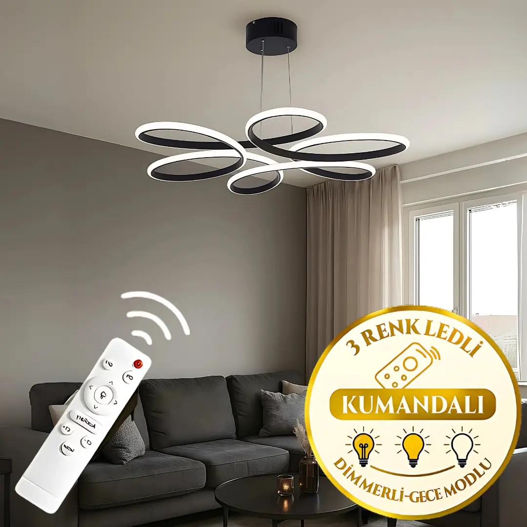 Lupin Kumandalı 3 Renkli LED Sarkıt Avize 60 cm Lupin Kumandalı 3 Renkli LED Sarkıt Avize 60 cm