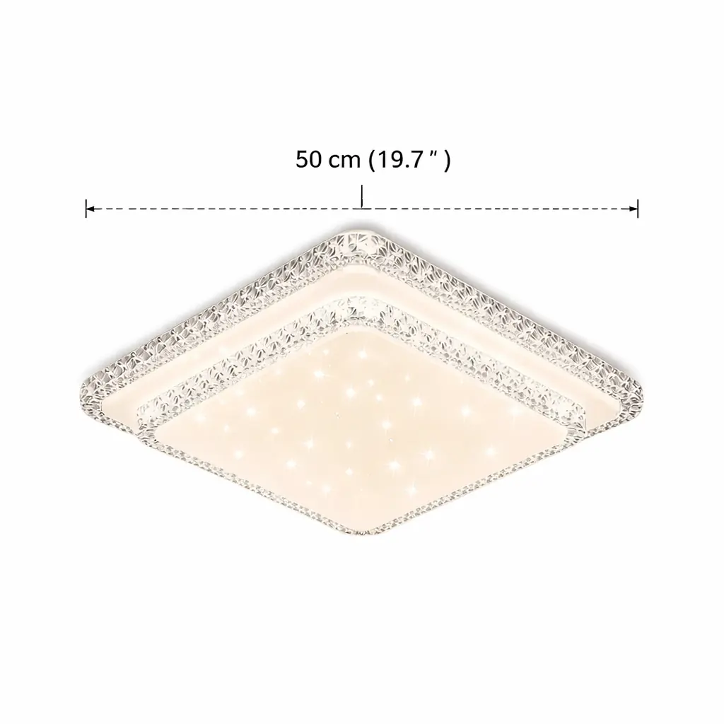 Havana Kare 2 Katlı Kumandalı 3 Renkli LED Plafonyer Avize 50 cm — görsel 4