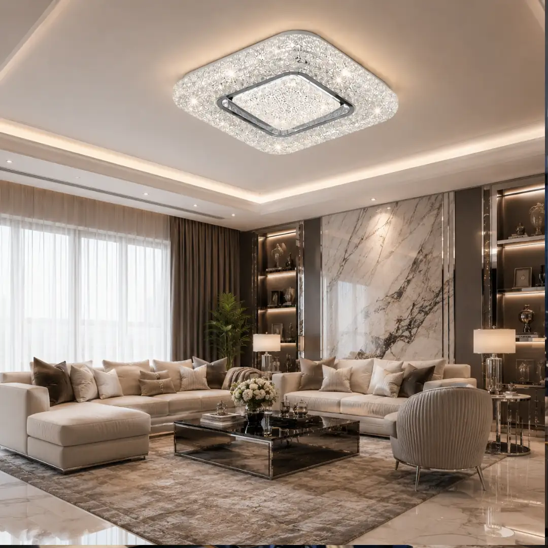 Hira Kumandalı 3 Renkli LED Plafonyer Avize 50 cm — görsel 2