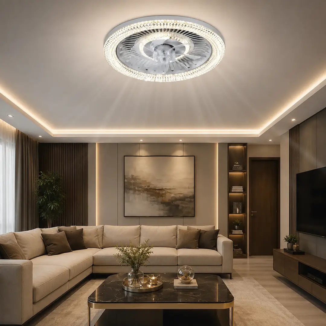 Yıldız Kumandalı 3 Renkli LED Vantilatörlü Avize 50 cm