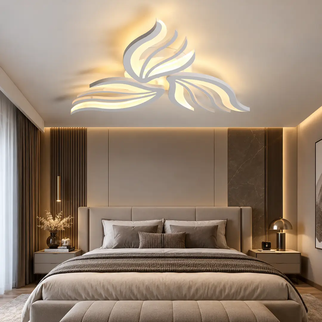 3'lü Beyaz Kanat 3 Renkli LED Plafonyer Avize