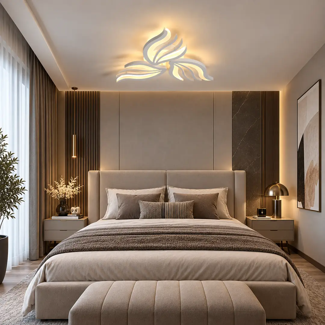 3'lü Beyaz Kanat 3 Renkli LED Plafonyer Avize