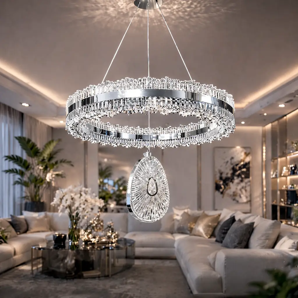 İhtişam Çift Yönlü Kumandalı 3 Renkli LED Avize 40 cm
