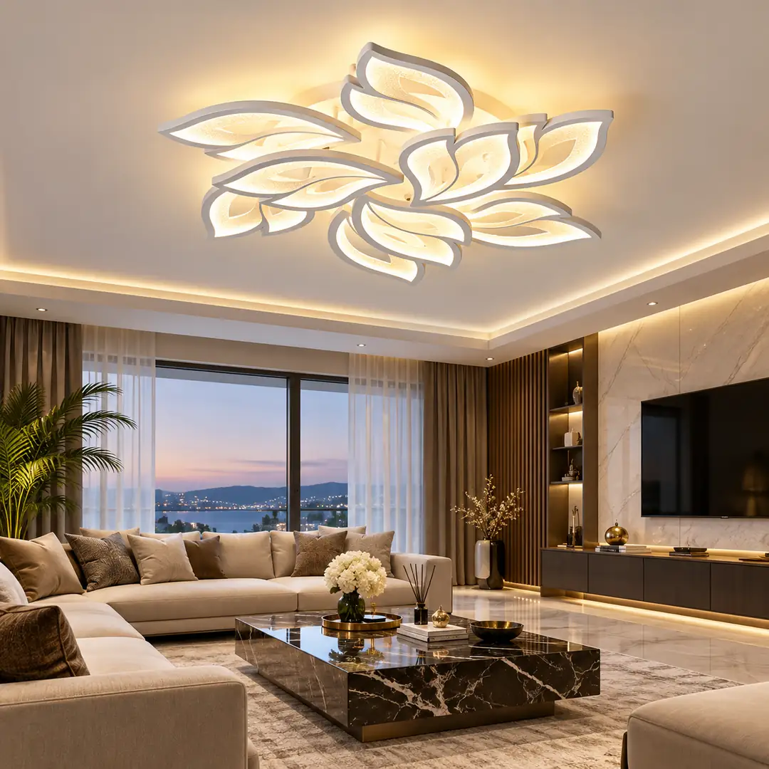 9'lu Beyaz 3 Renkli LED Plafonyer Avize