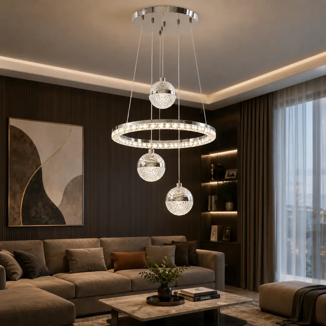 Merlin Kumandalı 3 Renkli LED Sarkıt Avize 40 cm — görsel 2