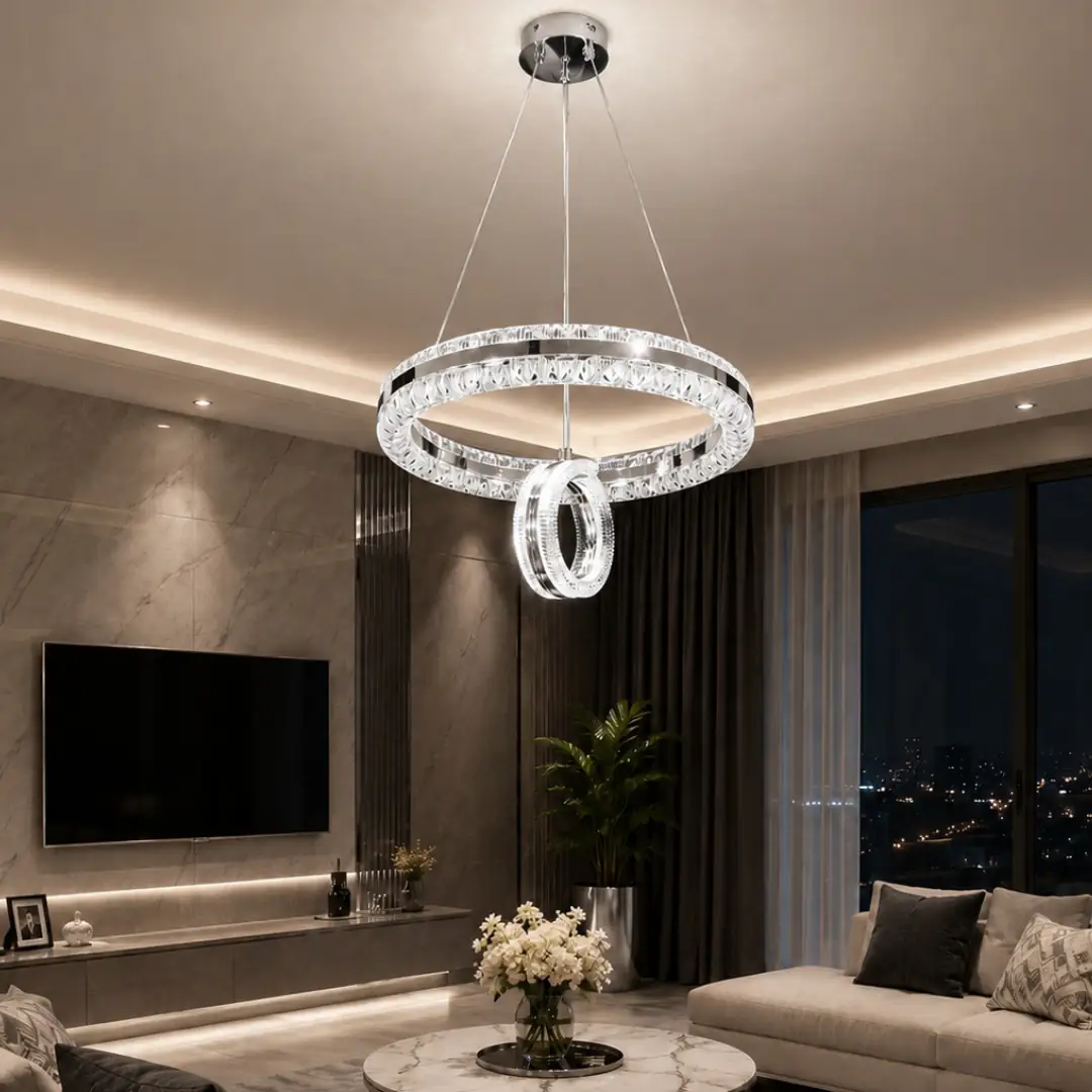 Şahande Çift Yönlü Kumandalı 3 Renkli LED Avize 40 cm