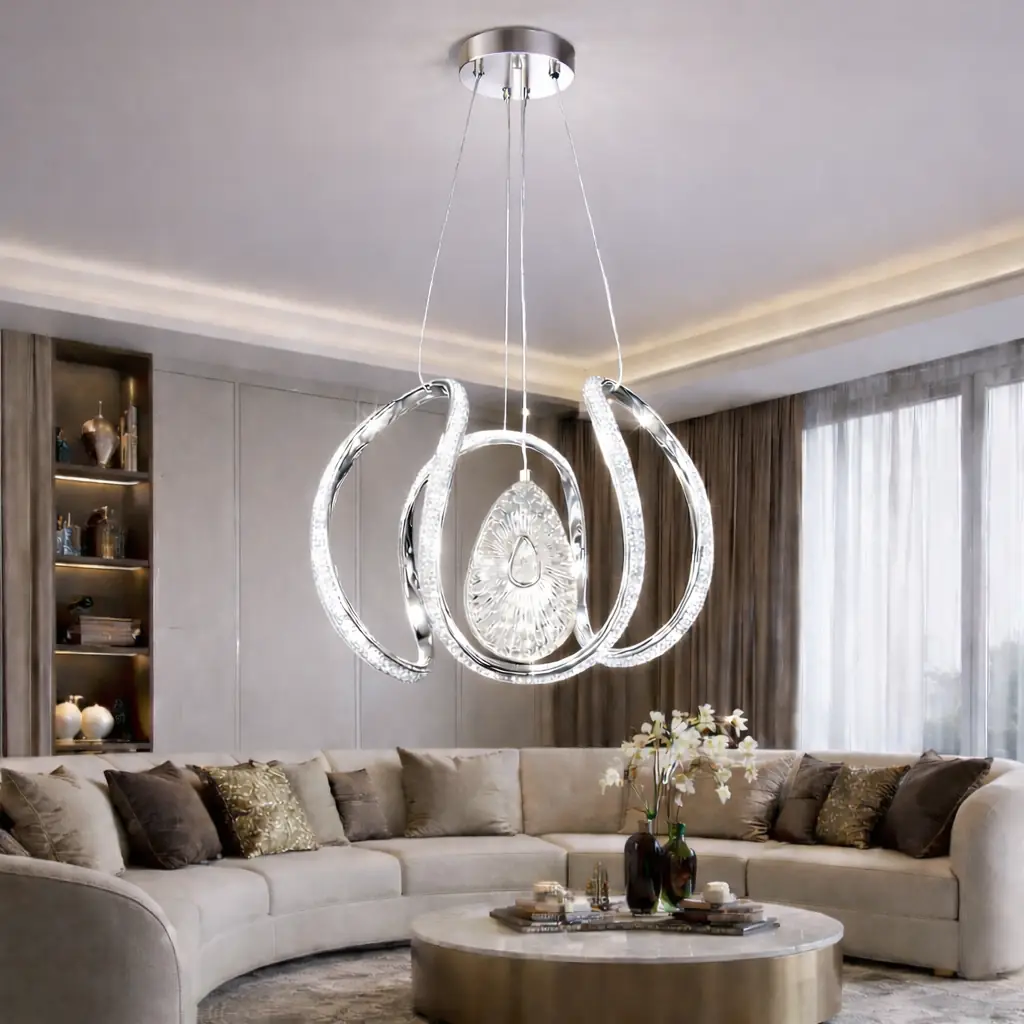 كروم Paris بـ3 ألوان LED معلق ثريا 30 cm Krom Paris 3 Renkli LED Sarkıt Avize 30 cm
