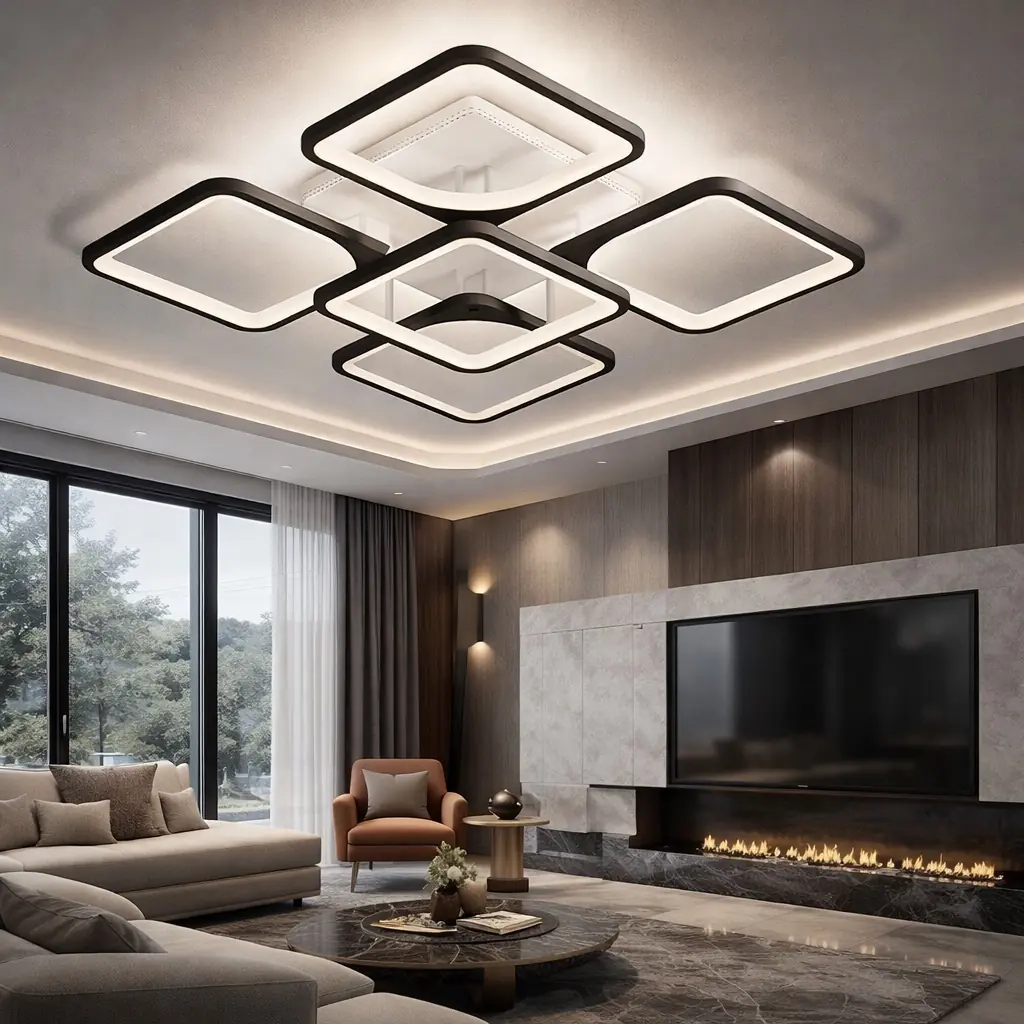 5fach Schwarz 3-Farben LED Deckenleuchte Kronleuchter 5'li Siyah 3 Renkli LED Plafonyer Avize