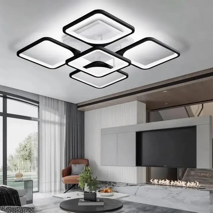 5'li Siyah 3 Renkli LED Plafonyer Avize — görsel 2