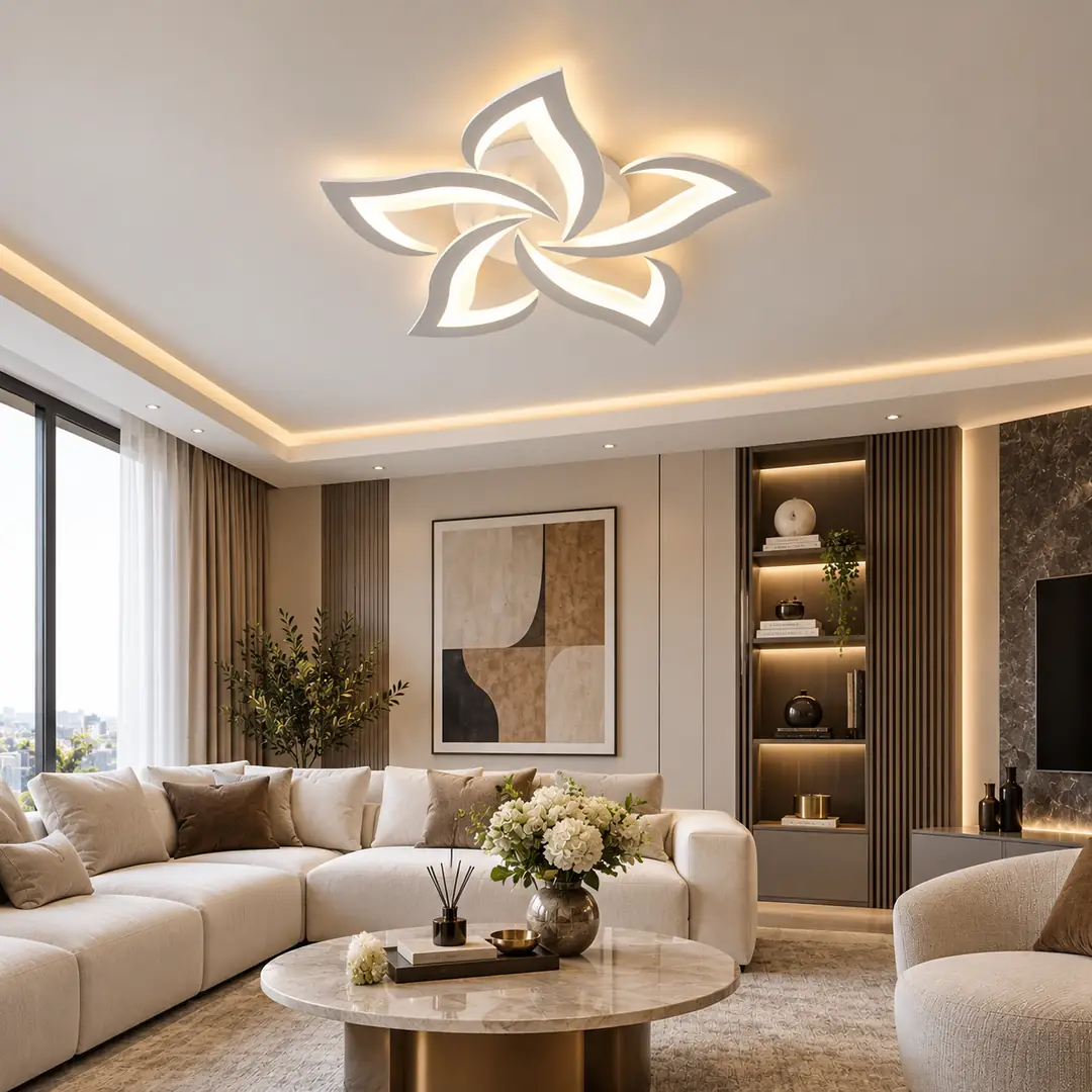 5'li 3 Renkli LED Plafonyer Avize Genişlik 50 cm