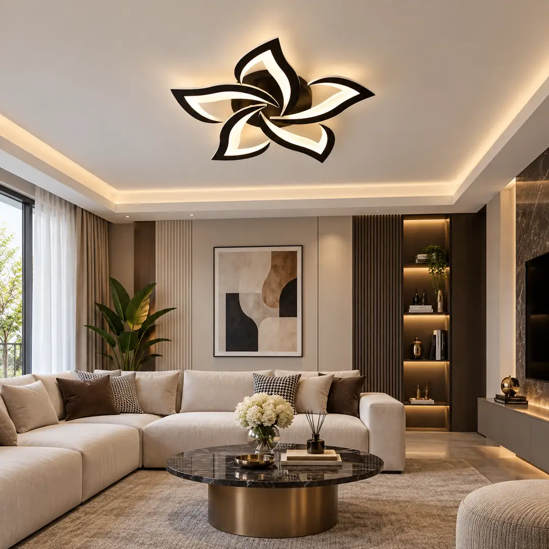 5'li 3 Renkli LED Plafonyer Avize Genişlik 50 cm