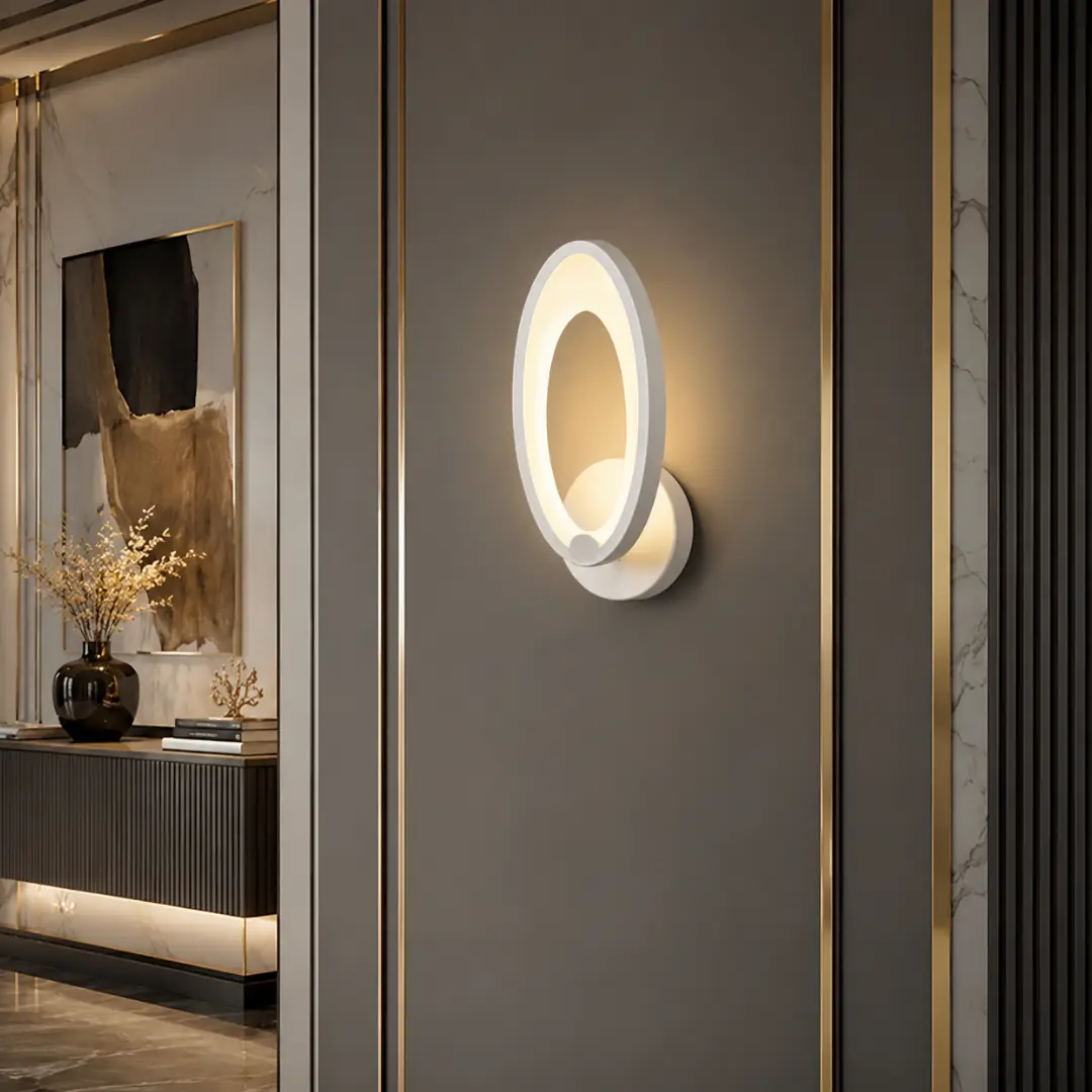 White Oval Ring 3-Colour LED Wall Sconce Beyaz Oval Halka 3 Renkli LED Aplik