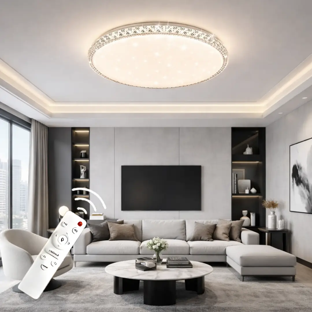 Bonita Round Remote Controlled 3-Colour LED Ceiling Light Chandelier 60 cm Bonita Yuvarlak Kumandalı 3 Renkli LED Plafonyer Avize 60 cm