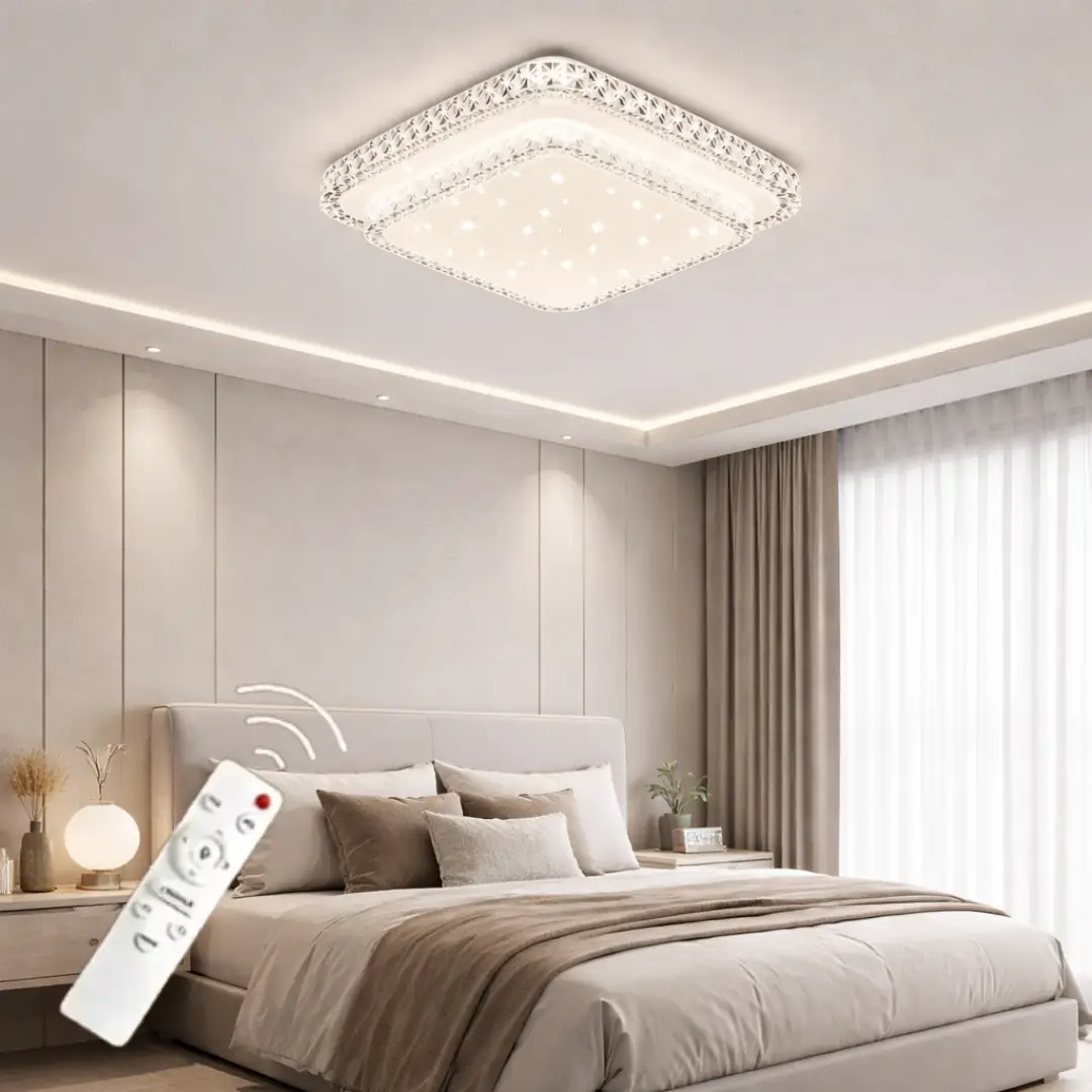 Havana Kare 2 Katlı Kumandalı 3 Renkli LED Plafonyer Avize 40 cm — görsel 2