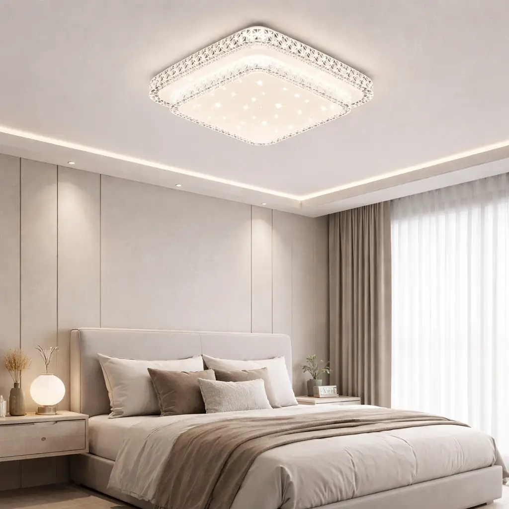 Havana Kare 2 Katlı Kumandalı 3 Renkli LED Plafonyer Avize 40 cm — görsel 3