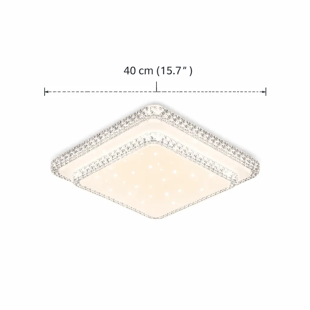 Havana Kare 2 Katlı Kumandalı 3 Renkli LED Plafonyer Avize 40 cm — görsel 4