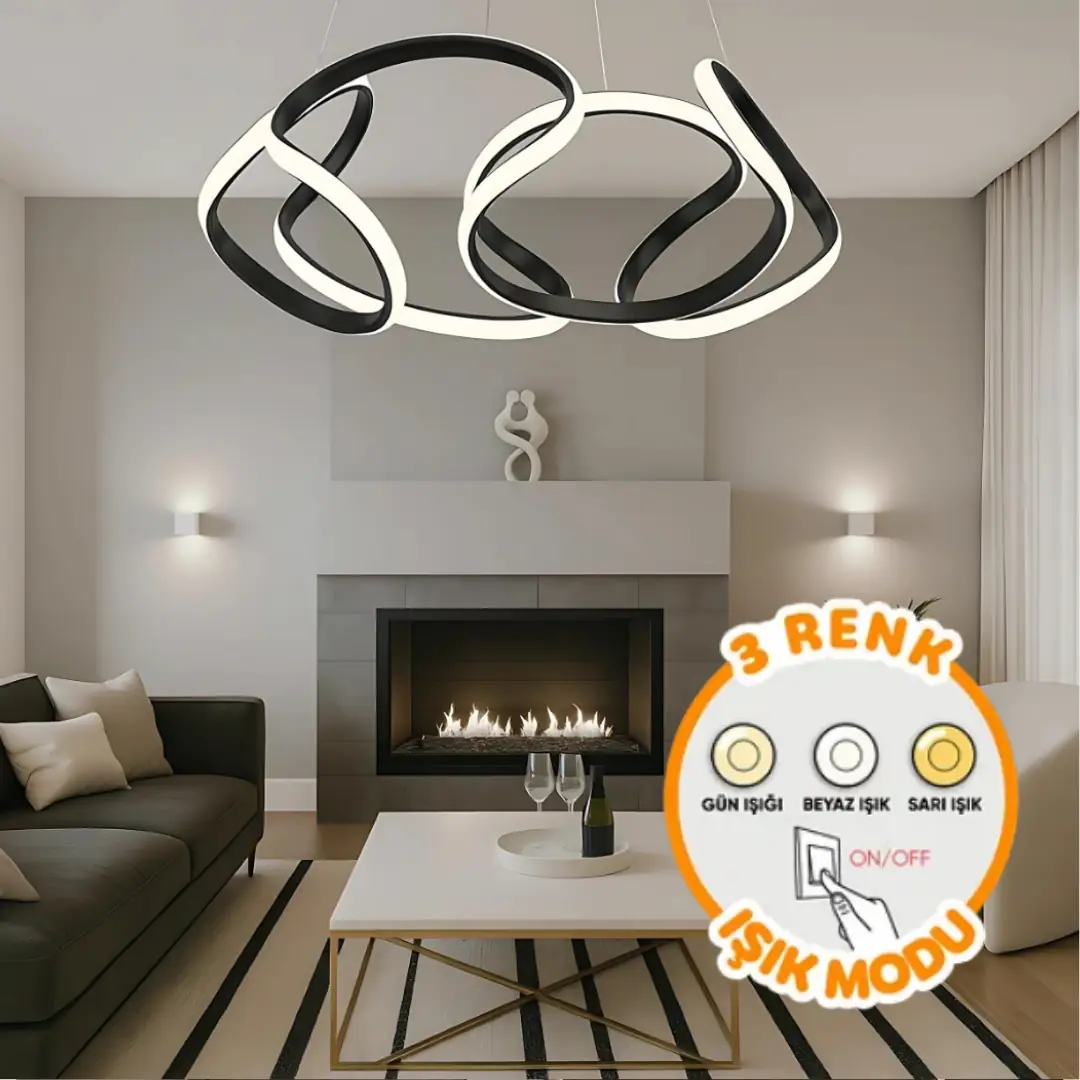 Siyah Artemis 3 Renkli LED Sarkıt Avize Siyah Artemis 3 Renkli LED Sarkıt Avize