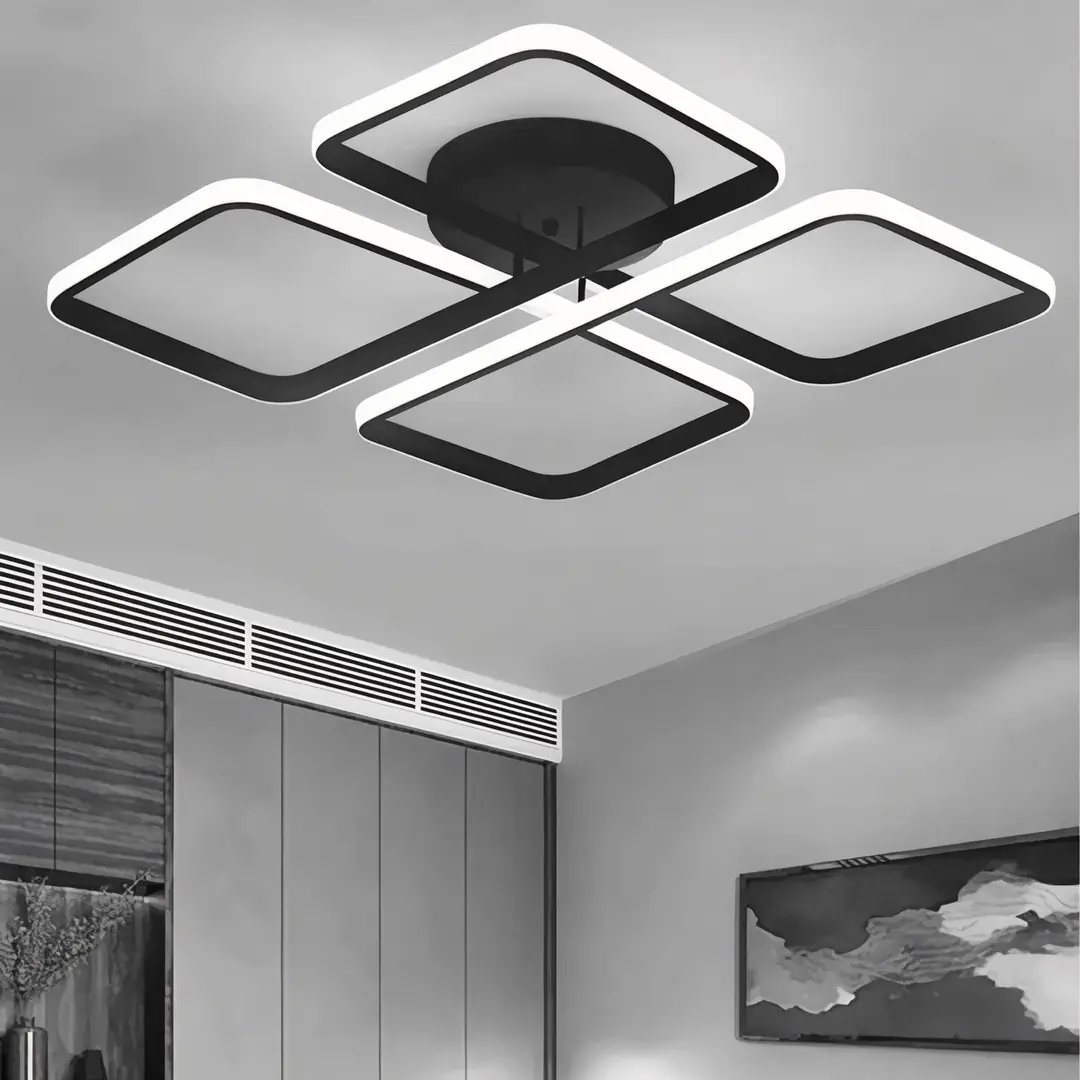 أسود Nova LED إضاءة سقفية ثريا Siyah Nova LED Plafonyer Avize