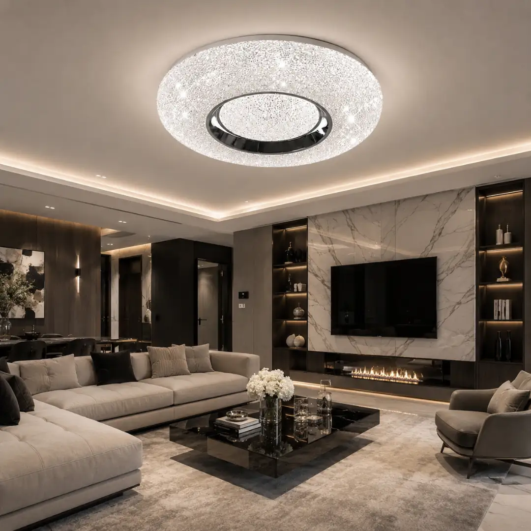 Lara Kumandalı 3 Renkli LED Plafonyer Avize 50 cm — görsel 2