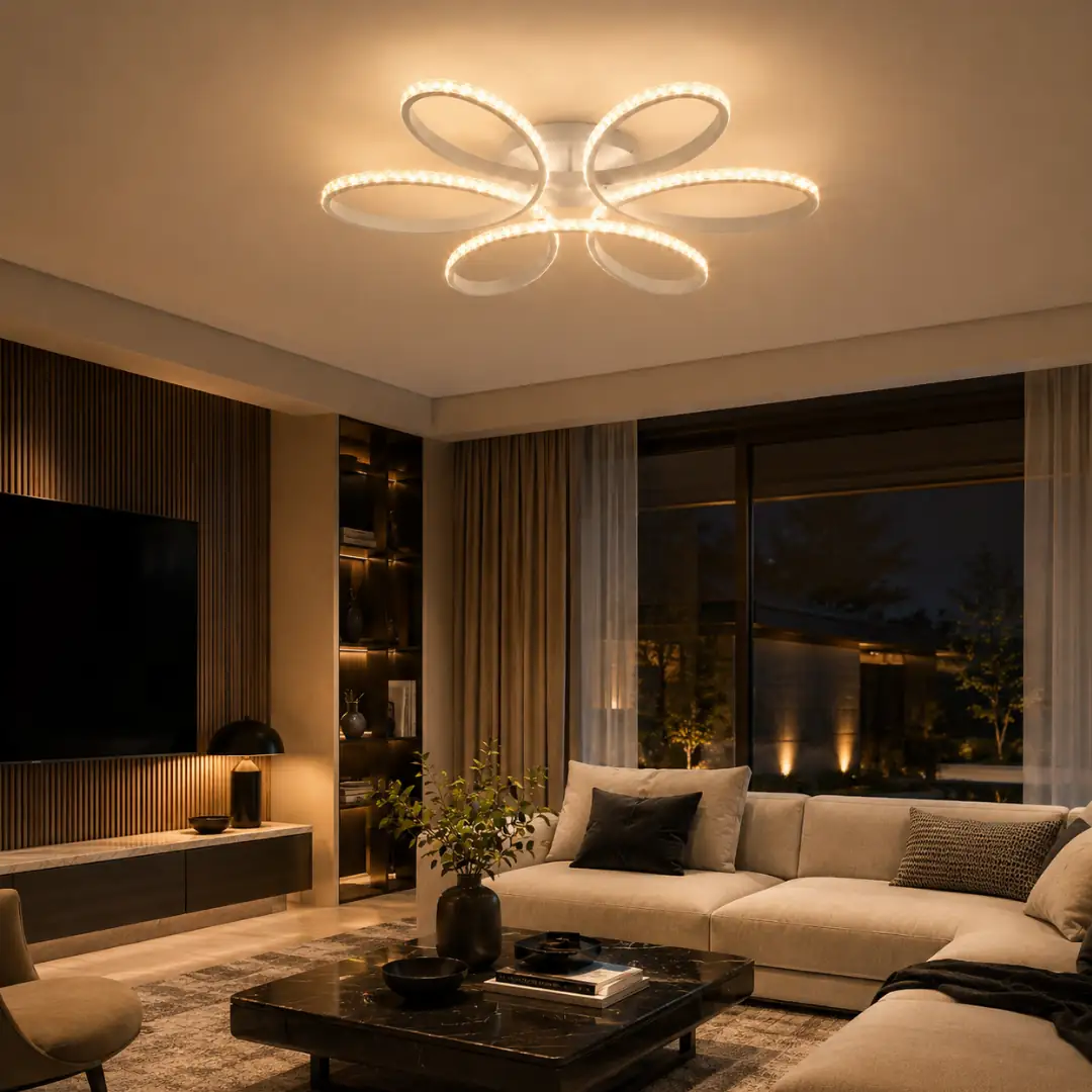 Beyaz Alfa 3 Renkli LED Plafonyer Avize 60 cm Beyaz Alfa 3 Renkli LED Plafonyer Avize 60 cm