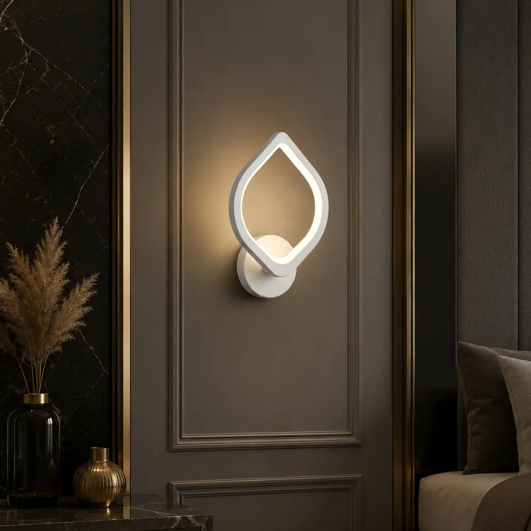 أبيض ورقة إطار بـ3 ألوان LED إضاءة جدارية Beyaz Yaprak Çerçeve 3 Renkli LED Aplik